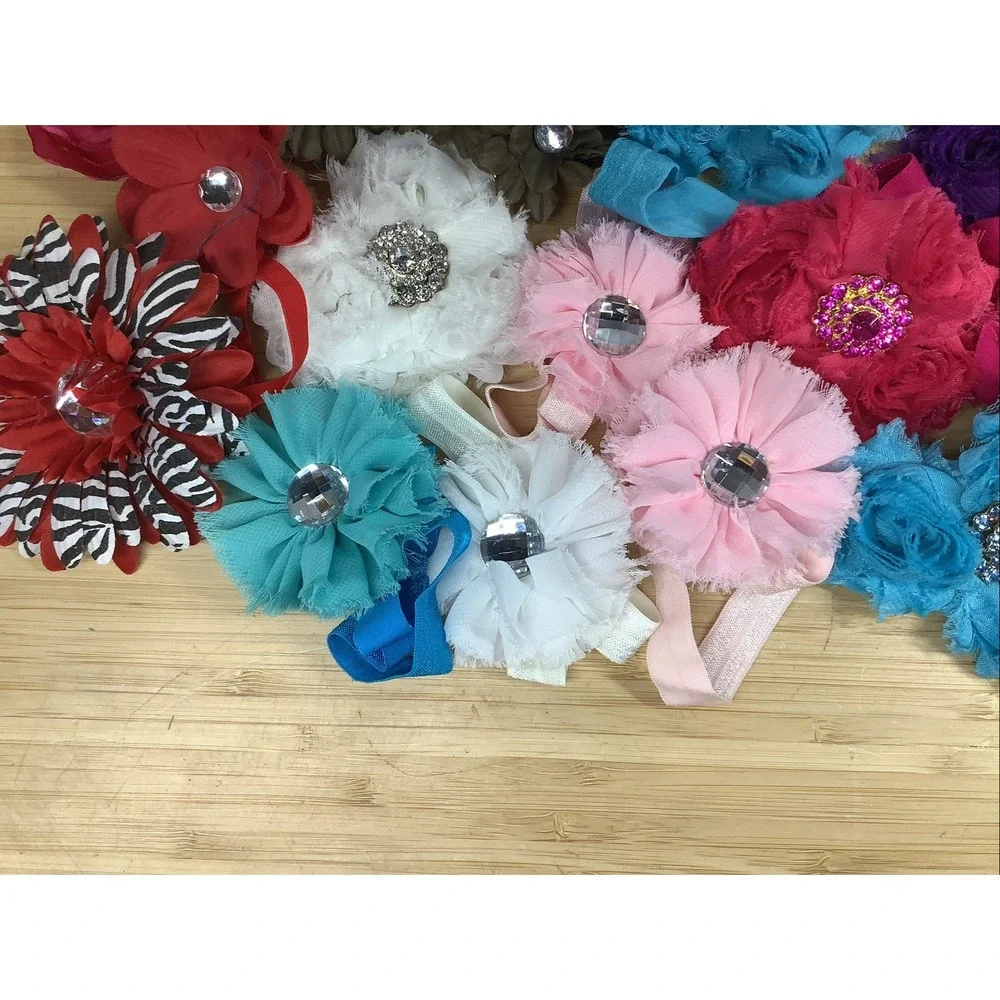 Lot of 23 Assorted Girls Hair Bows Clips Mixed Colors & Styles